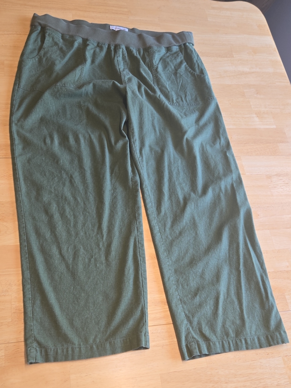 Coldwater Creek Olive Green Casual Linen blend Pants SZ 18